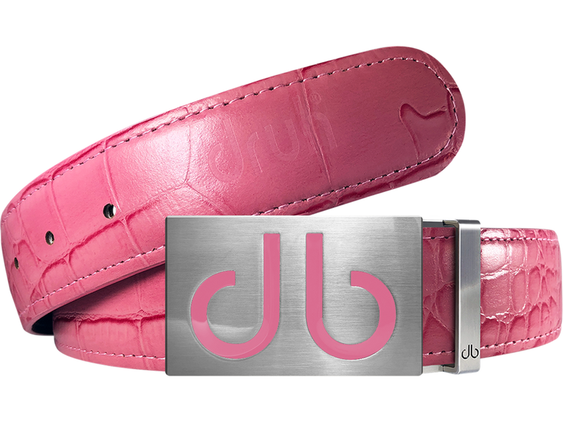 Pink Crocodile Leather Designer Golf Belt