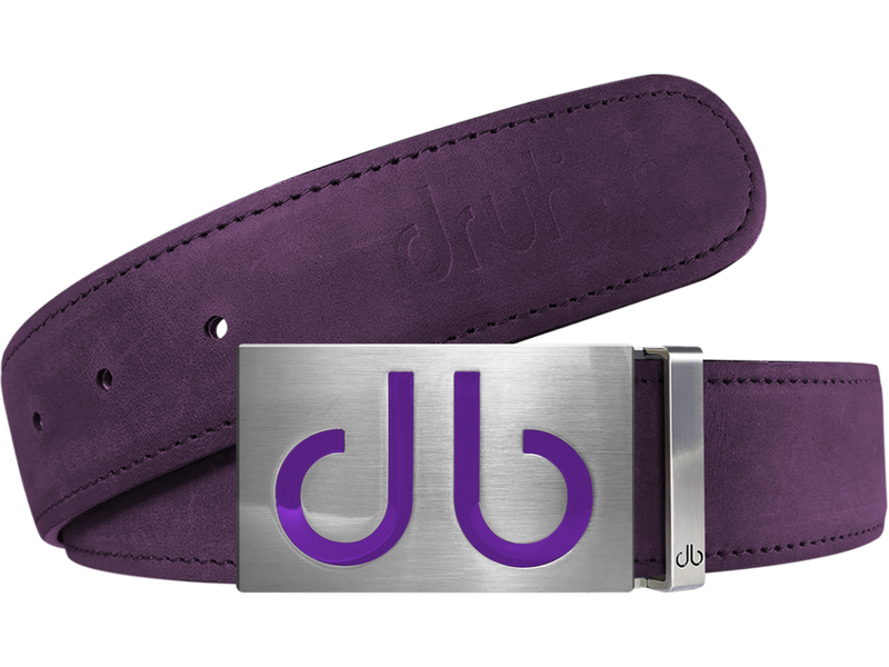 Purple Plain Leather Texture Belt with Buckle