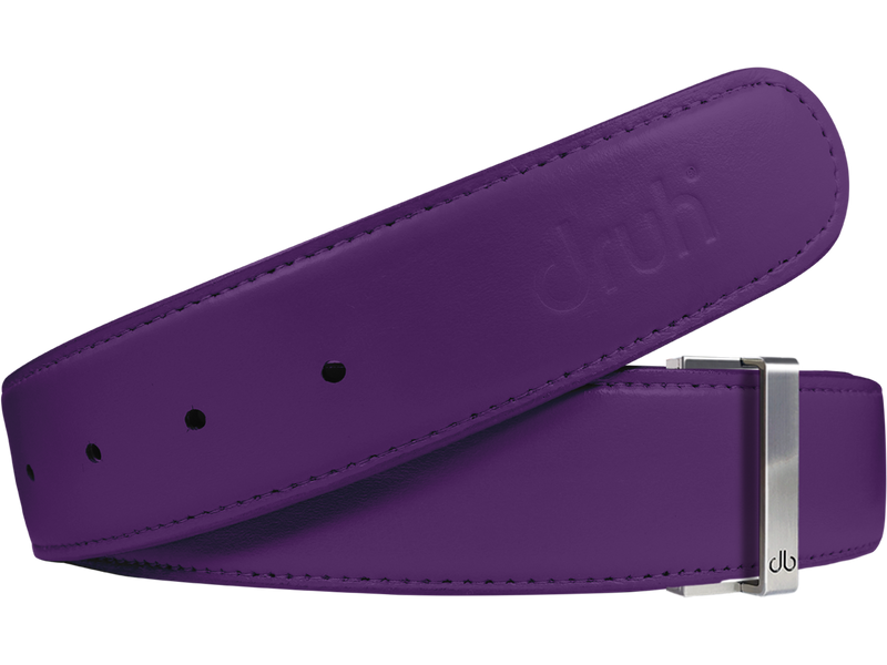 Purple Plain Textured Leather Belt