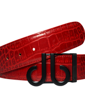 Red Crocodile Leather Belt with Classic Matte DB Icon Buckle